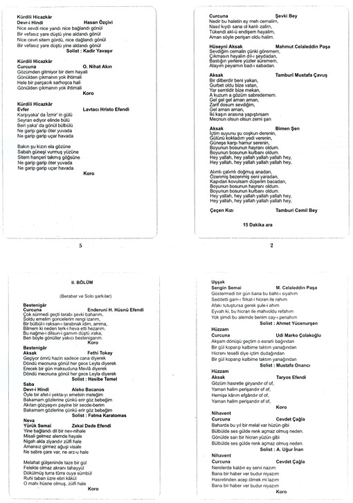 Hüseynî Fasıl Beraber ve Solo Şarkılar